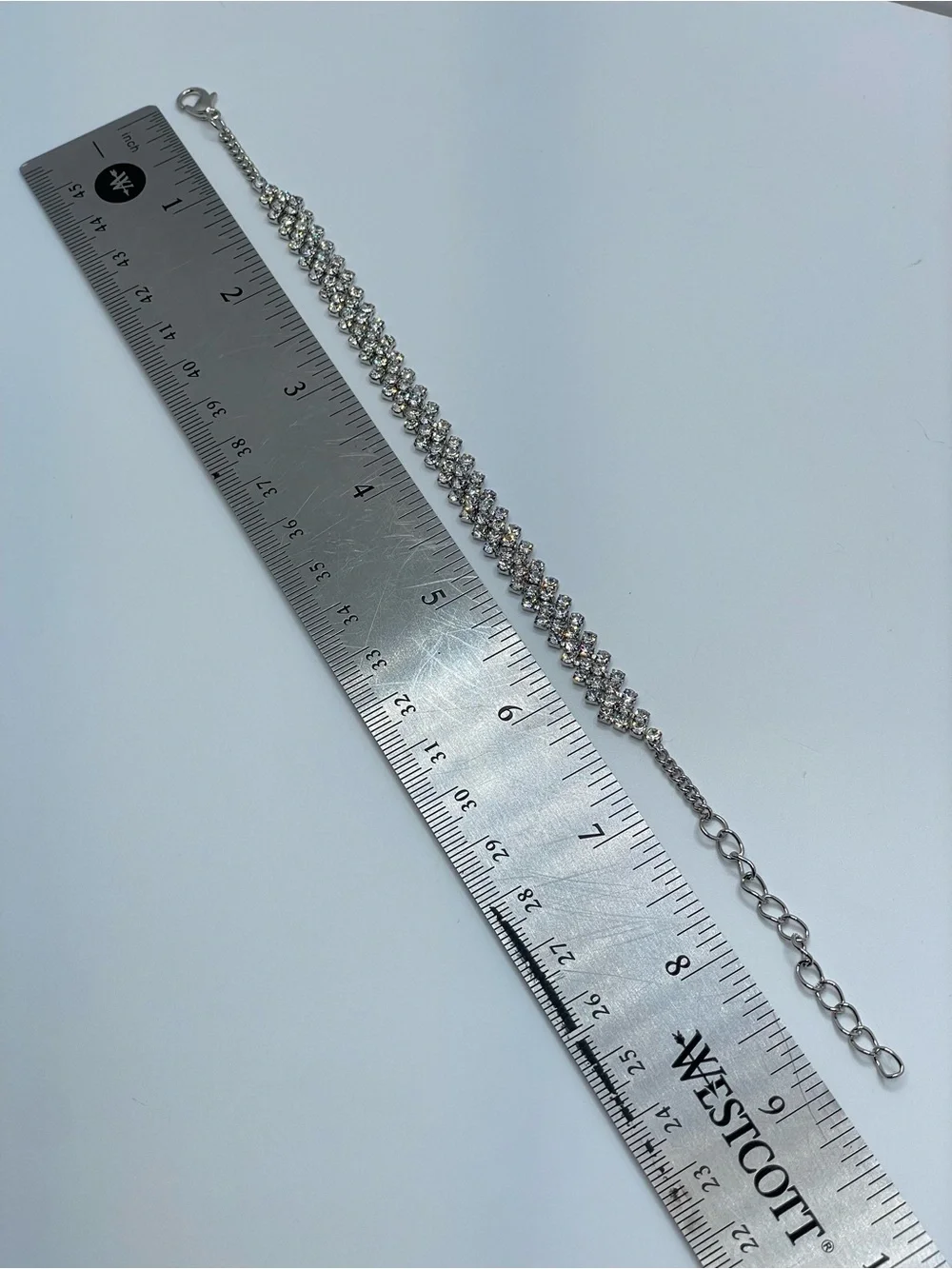 Silver Tone Crystal Rhinestone Tennis Bracelet Glam Statement
